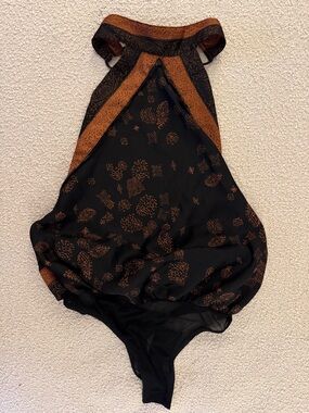 Free People Paisley Bodysuit w/ Tie Back